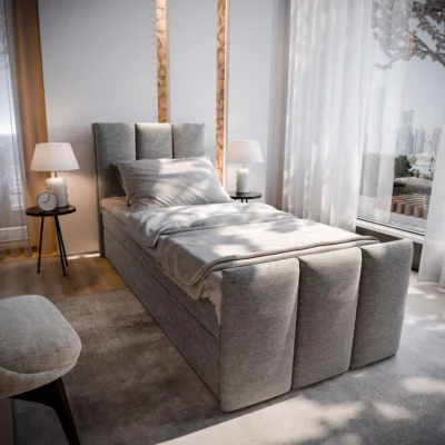 MASSENO Boxspringbett LAGO in Hellgrau, Liegefläche 80x200 cm – mit Bettkasten